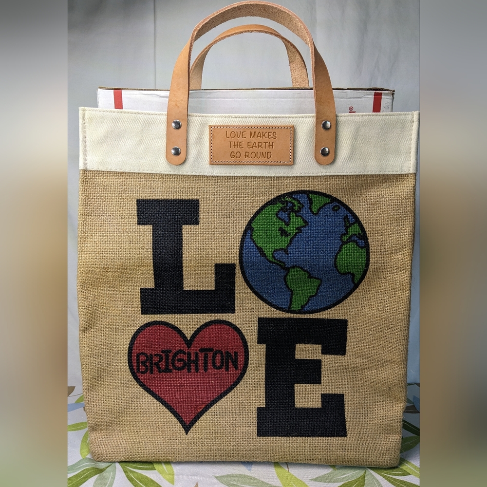 Brighton Love The Earth, Earth Day Woven Tote W/ Leather Trim 🌎 - Picture 2 of 12